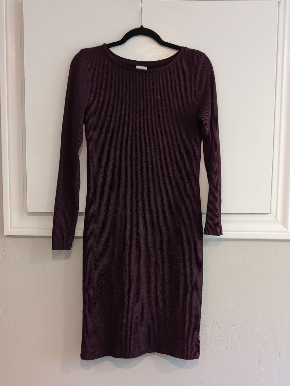 A New Day Ribbed Long Sleeve Knit Bodycon Dress in Plum. Small.